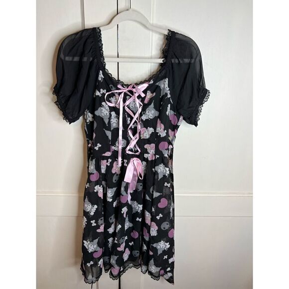 My Melody & Kuromi Lace-Up Chiffon plus size Dress - Picture 2 of 7